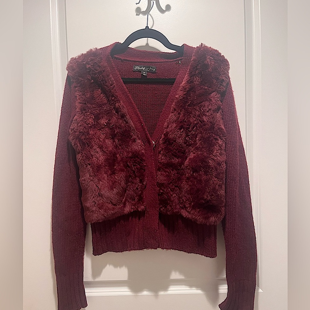 Elizabeth and James Wool and Rabbit Fur Cardigan